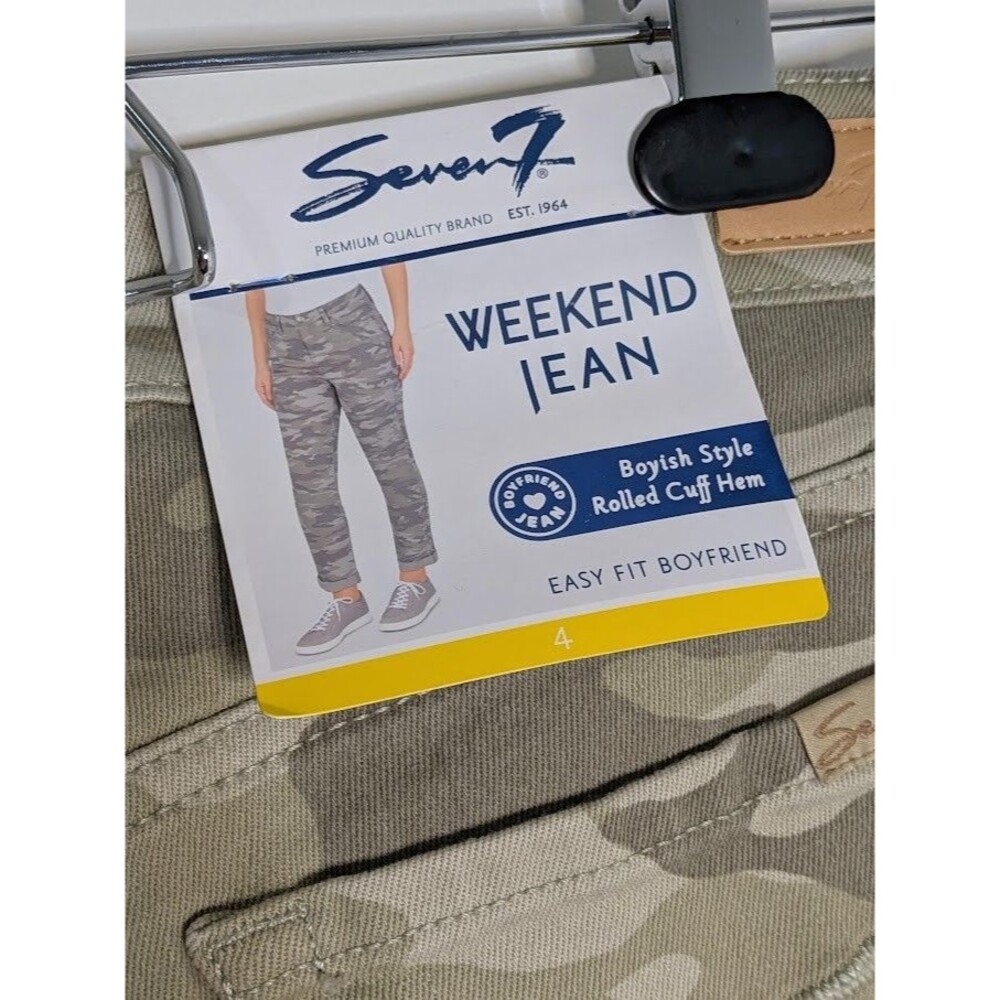 Seven 7 Jeans Womens 4 Weekend Easy Fit Boyfriend Camo Army Green Denim Stretch